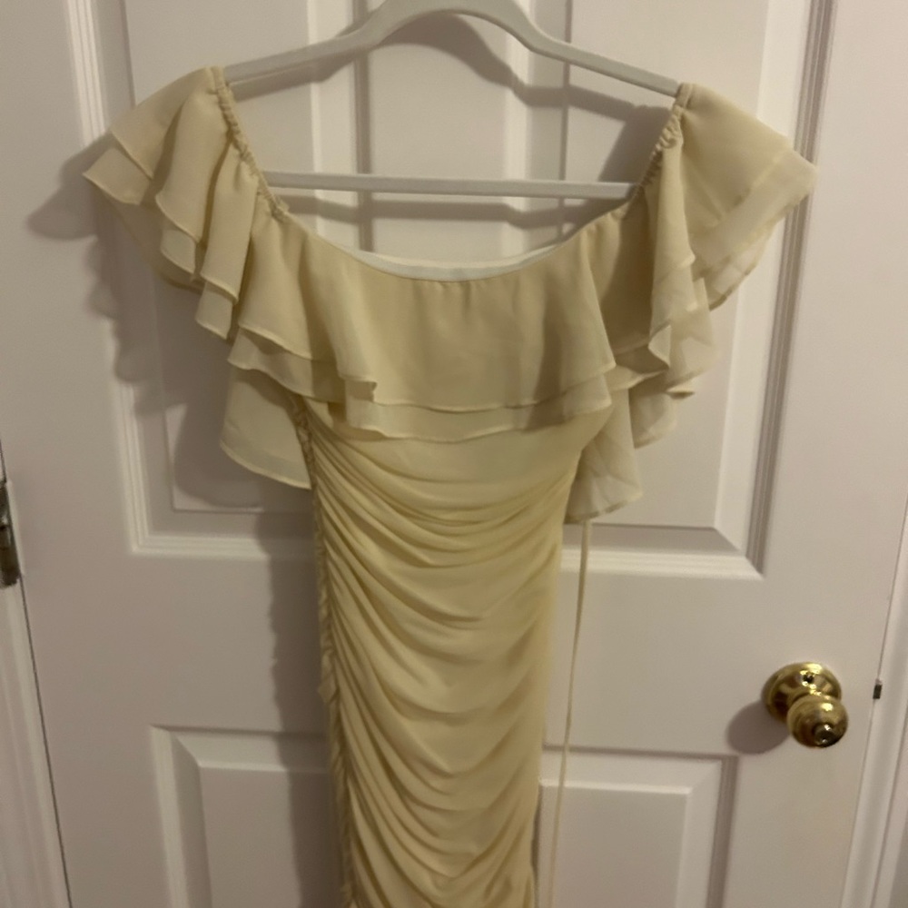Windsor Elegant Cream Off-Shoulder Dress